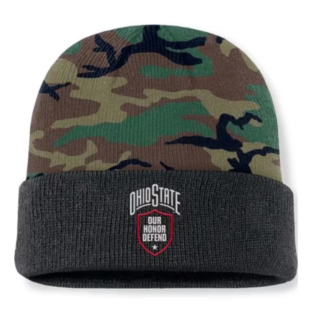 NWT Nike Ohio State Buckeyes 2024 Terra Military Cuff Knit Beanie - Green - Picture 2 of 13